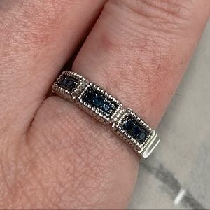 Sterling silver blue diamond ring 9